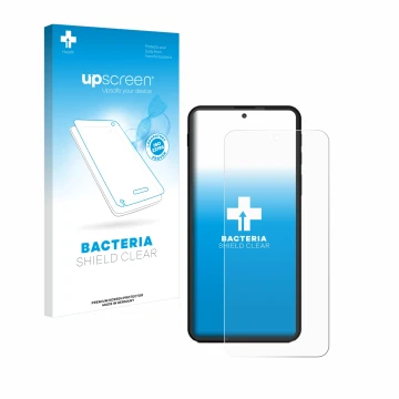 Parte frontal de un envase de producto con el logotipo de la marca upscreen. Al lado se muestra el dispositivo Shiftphones Shi