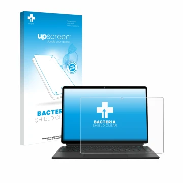 Parte frontal de un envase de producto con el logotipo de la marca upscreen. Al lado se muestra el dispositivo Ninkear T40 2-i