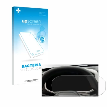 Parte frontal de un envase de producto con el logotipo de la marca upscreen. Al lado se muestra el dispositivo Dacia Duster Ta