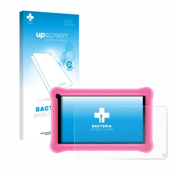 Parte frontal de un envase de producto con el logotipo de la marca upscreen. Al lado se muestra el dispositivo Sumtab K708 7.1