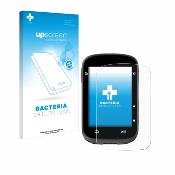 Parte frontal de un envase de producto con el logotipo de la marca upscreen. Al lado se muestra el dispositivo CooSpo CS500 co