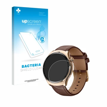 Parte frontal de un envase de producto con el logotipo de la marca upscreen. Al lado se muestra el dispositivo Xiaomi Mibro Li