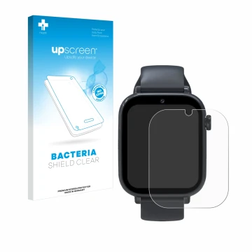 Parte frontal de un envase de producto con el logotipo de la marca upscreen. Al lado se muestra el dispositivo Forever Kids Sm