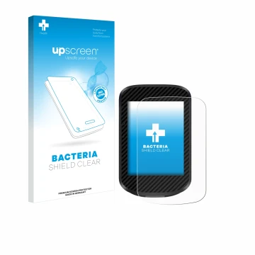 Parte frontal de un envase de producto con el logotipo de la marca upscreen. Al lado se muestra el dispositivo iGPSPORT BSC300