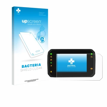 Parte frontal de un envase de producto con el logotipo de la marca upscreen. Al lado se muestra el dispositivo Honda ADV350 5