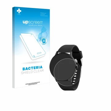 Parte frontal de un envase de producto con el logotipo de la marca upscreen. Al lado se muestra el dispositivo Reflex Active S
