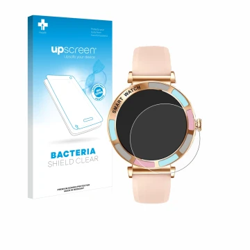 Parte frontal de un envase de producto con el logotipo de la marca upscreen. Al lado se muestra el dispositivo Braidol Smartwa