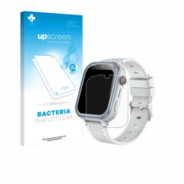 Parte frontal de un envase de producto con el logotipo de la marca upscreen. Al lado se muestra el dispositivo DDIOYIUR Smartw