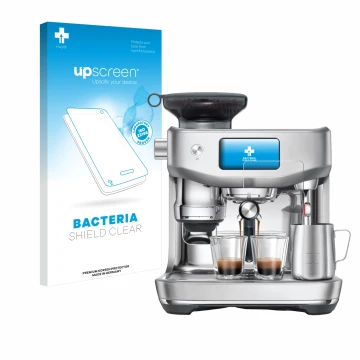 Parte frontal de un envase de producto con el logotipo de la marca upscreen. Al lado se muestra el dispositivo Sage the Oracle