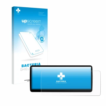 Parte frontal de un envase de producto con el logotipo de la marca upscreen. Al lado se muestra el dispositivo Xtrons QLB22X3U