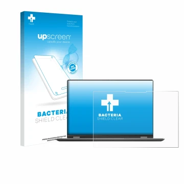 Parte frontal de un envase de producto con el logotipo de la marca upscreen. Al lado se muestra el dispositivo ASUS Vivobook S