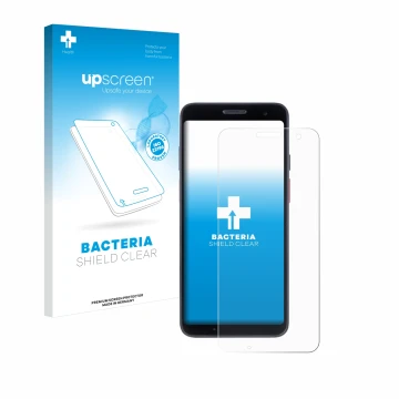 Parte frontal de un envase de producto con el logotipo de la marca upscreen. Al lado se muestra el dispositivo Honeywell CT37 