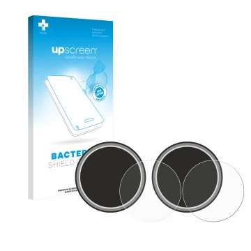 Parte frontal de un envase de producto con el logotipo de la marca upscreen. Al lado se muestra el dispositivo Numark NS4FX (J
