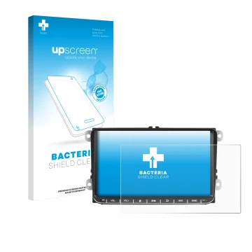 Parte frontal de un envase de producto con el logotipo de la marca upscreen. Al lado se muestra el dispositivo Essgoo AR9002 c