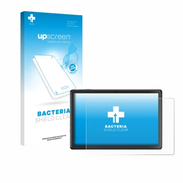 Parte frontal de un envase de producto con el logotipo de la marca upscreen. Al lado se muestra el dispositivo SGIN T10 Pro 10