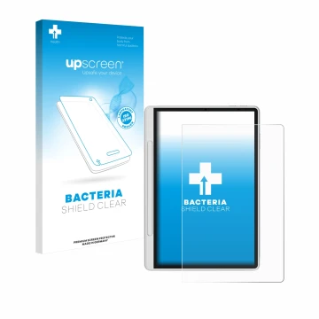 Parte frontal de un envase de producto con el logotipo de la marca upscreen. Al lado se muestra el dispositivo XP-Pen Magic No