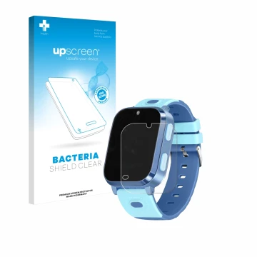 Parte frontal de un envase de producto con el logotipo de la marca upscreen. Al lado se muestra el dispositivo Noctiluxia 4G K