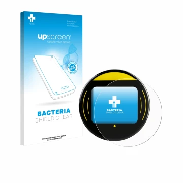 Parte frontal de un envase de producto con el logotipo de la marca upscreen. Al lado se muestra el dispositivo Nayax Onyx con 