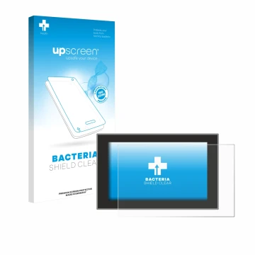 Parte frontal de un envase de producto con el logotipo de la marca upscreen. Al lado se muestra el dispositivo Dacia Duster 3 