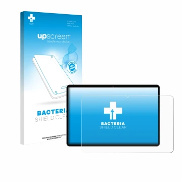 Parte frontal de un envase de producto con el logotipo de la marca upscreen. Al lado se muestra el dispositivo Meberry M8 con 