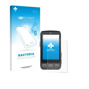 Parte frontal de un envase de producto con el logotipo de la marca upscreen. Al lado se muestra el dispositivo Wahoo Elemnt Ro