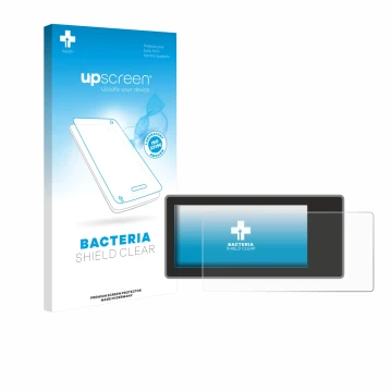 Parte frontal de un envase de producto con el logotipo de la marca upscreen. Al lado se muestra el dispositivo Acta Berg Radio