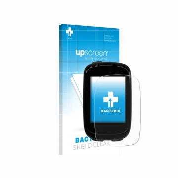 Parte frontal de un envase de producto con el logotipo de la marca upscreen. Al lado se muestra el dispositivo Decathlon Van R