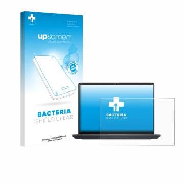 Parte frontal de un envase de producto con el logotipo de la marca upscreen. Al lado se muestra el dispositivo Dell Pro Max 16
