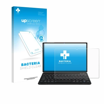 Parte frontal de un envase de producto con el logotipo de la marca upscreen. Al lado se muestra el dispositivo DEERTiME E6 10.