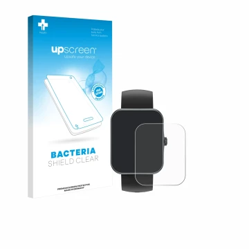 Parte frontal de un envase de producto con el logotipo de la marca upscreen. Al lado se muestra el dispositivo Alutoria S80K 1