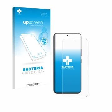 Parte frontal de un envase de producto con el logotipo de la marca upscreen. Al lado se muestra el dispositivo Infinix GT 30 P
