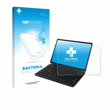 Parte frontal de un envase de producto con el logotipo de la marca upscreen. Al lado se muestra el dispositivo Tabwee T90 con 