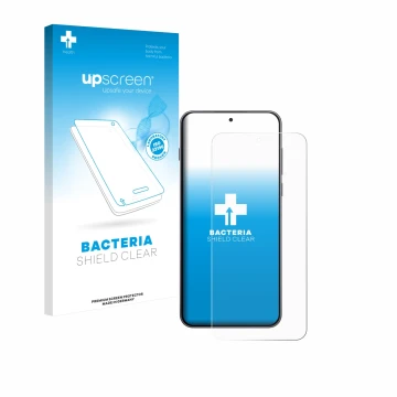 Parte frontal de un envase de producto con el logotipo de la marca upscreen. Al lado se muestra el dispositivo OnePlus Nord 5 