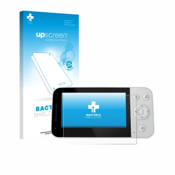 Parte frontal de un envase de producto con el logotipo de la marca upscreen. Al lado se muestra el dispositivo Philips Avent S