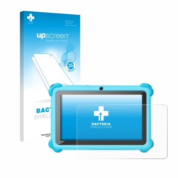 Parte frontal de un envase de producto con el logotipo de la marca upscreen. Al lado se muestra el dispositivo zcobro KIDS710 