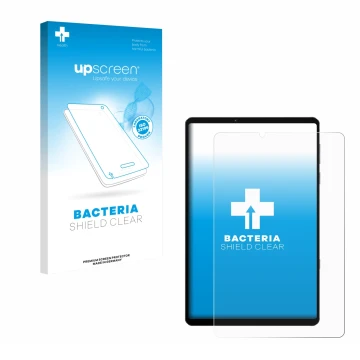 Parte frontal de un envase de producto con el logotipo de la marca upscreen. Al lado se muestra el dispositivo Lenovo Legion Y