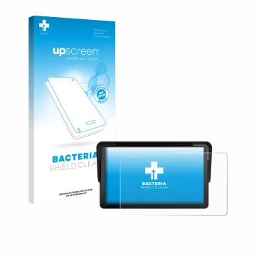 Parte frontal de un envase de producto con el logotipo de la marca upscreen. Al lado se muestra el dispositivo Carpuride V3 7