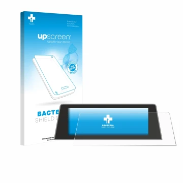 Parte frontal de un envase de producto con el logotipo de la marca upscreen. Al lado se muestra el dispositivo BMW X3 G01 G3X 