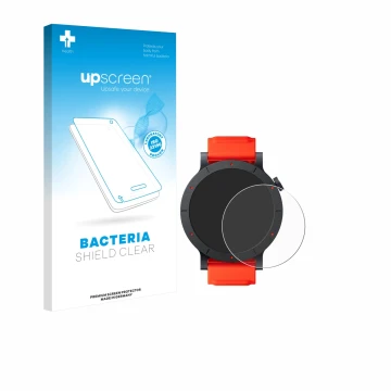 Parte frontal de un envase de producto con el logotipo de la marca upscreen. Al lado se muestra el dispositivo Nothing CMF Wat
