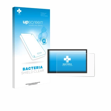 Parte frontal de un envase de producto con el logotipo de la marca upscreen. Al lado se muestra el dispositivo Leapmotor C10 2