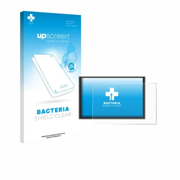 Parte frontal de un envase de producto con el logotipo de la marca upscreen. Al lado se muestra el dispositivo Renault Master 