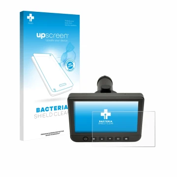 Parte frontal de un envase de producto con el logotipo de la marca upscreen. Al lado se muestra el dispositivo dnt DigiTele PR