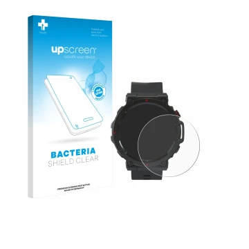 Parte frontal de un envase de producto con el logotipo de la marca upscreen. Al lado se muestra el dispositivo Crivit Sport-Sm