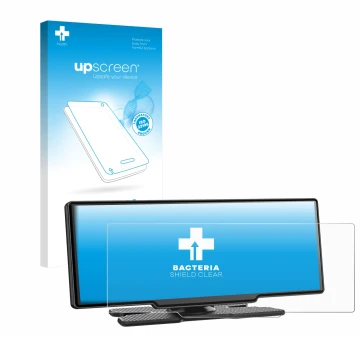 Parte frontal de un envase de producto con el logotipo de la marca upscreen. Al lado se muestra el dispositivo Avylet RC11 8.1