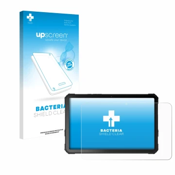 Parte frontal de un envase de producto con el logotipo de la marca upscreen. Al lado se muestra el dispositivo Fossibot DT3 5G