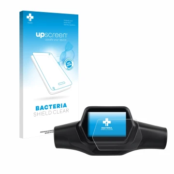 Parte frontal de un envase de producto con el logotipo de la marca upscreen. Al lado se muestra el dispositivo Segway Ninebot 