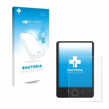 Parte frontal de un envase de producto con el logotipo de la marca upscreen. Al lado se muestra el dispositivo SPC Light 2 con