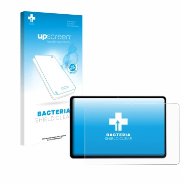 Parte frontal de un envase de producto con el logotipo de la marca upscreen. Al lado se muestra el dispositivo Acepad HIGH Tab