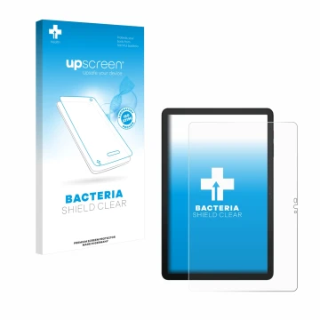 Parte frontal de un envase de producto con el logotipo de la marca upscreen. Al lado se muestra el dispositivo Telekom T Table
