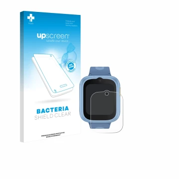 Parte frontal de un envase de producto con el logotipo de la marca upscreen. Al lado se muestra el dispositivo TCL Movetime MT